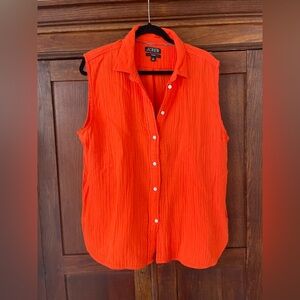 J. Crew Orange Sleeveless Button Down Shirt